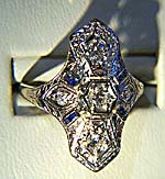 Filigree Ring With Diamonds & Sapphires
